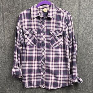 Duluth Trading Co Purple and White Plaid Women's Shirt